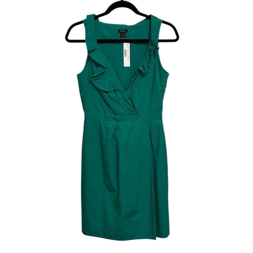J. Crew Green Ruffle Mini Dress Women’s size 2 NWT